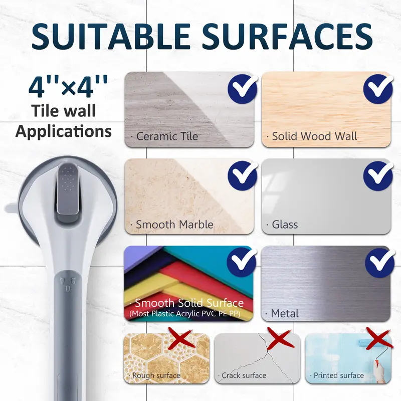 16 Inch Suction Cup Grab Bars for Bathroom & Shower