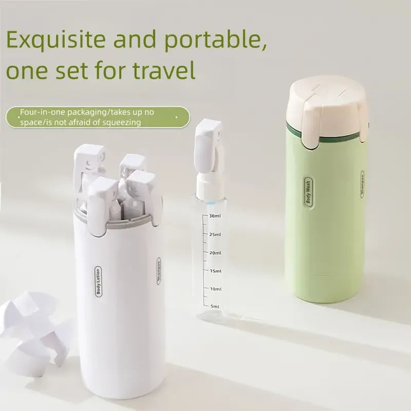 4-in-1 Portable Cosmetic & Shampoo Dispenser – Travel-Friendly Storage Bottle