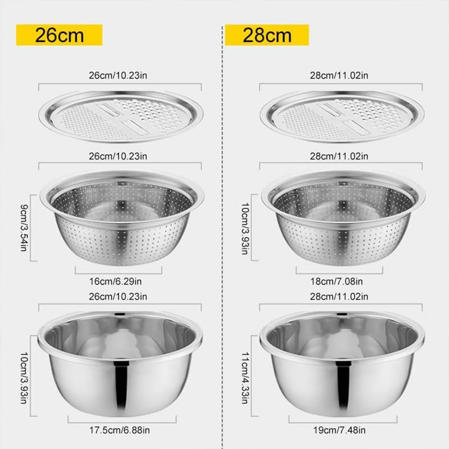 🔥Limited Time Promotion 50% OFF🔥 3-Piece Thickened Stainless Steel Mixing Bowl Set with Draining Basket