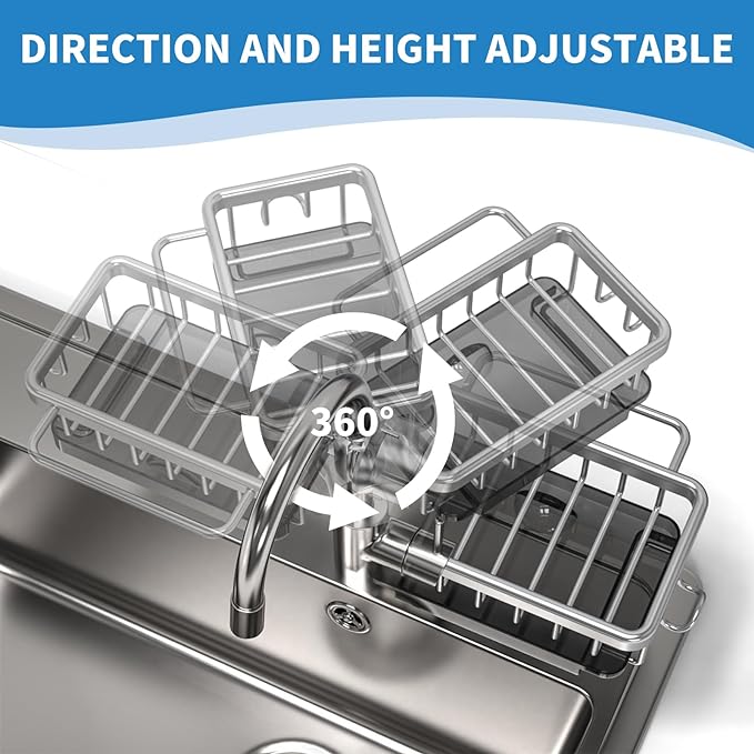 Kitchen Sink Faucet Organizer Adjustable Detachable Sponge Holder
