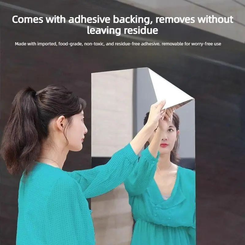20x40 Inch Self-Adhesive Mirror Sticker – Soft Glass Mirror for Doors & Walls