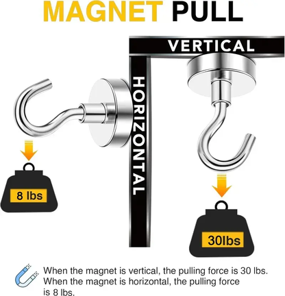 30LB Swivel Magnetic Hooks – 8/16 Pack, Strong Neodymium for Cruise & Travel