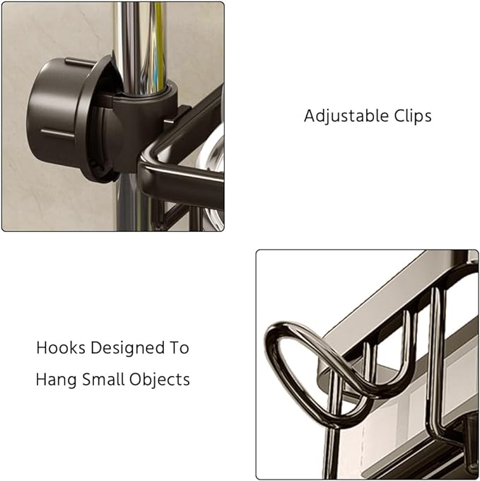 Kitchen Sink Faucet Organizer Adjustable Detachable Sponge Holder