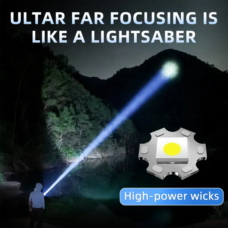 2-in-1 High-Power Flashlight & Power Bank – Rechargeable, Zoomable, with Battery Display