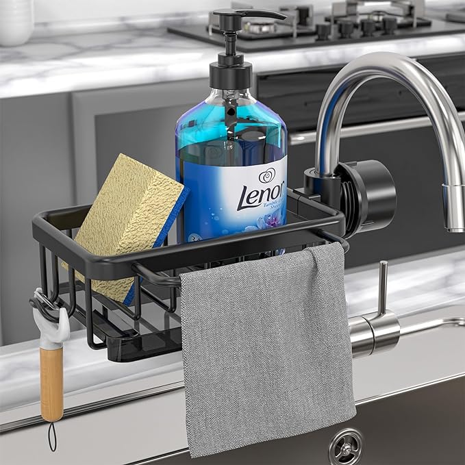 Kitchen Sink Faucet Organizer Adjustable Detachable Sponge Holder