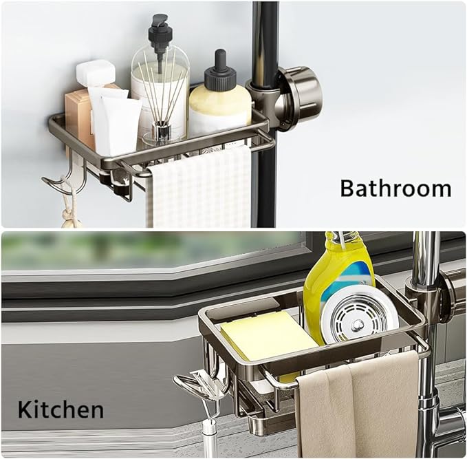 Kitchen Sink Faucet Organizer Adjustable Detachable Sponge Holder