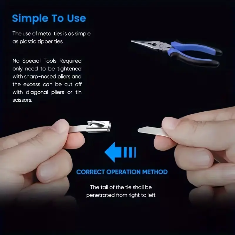 🔥Limited TimePromotion 50% OFF🔥 Metal Zip Ties 304 Stainless Steel  Heavy-Duty Self-Locking Cable Ties