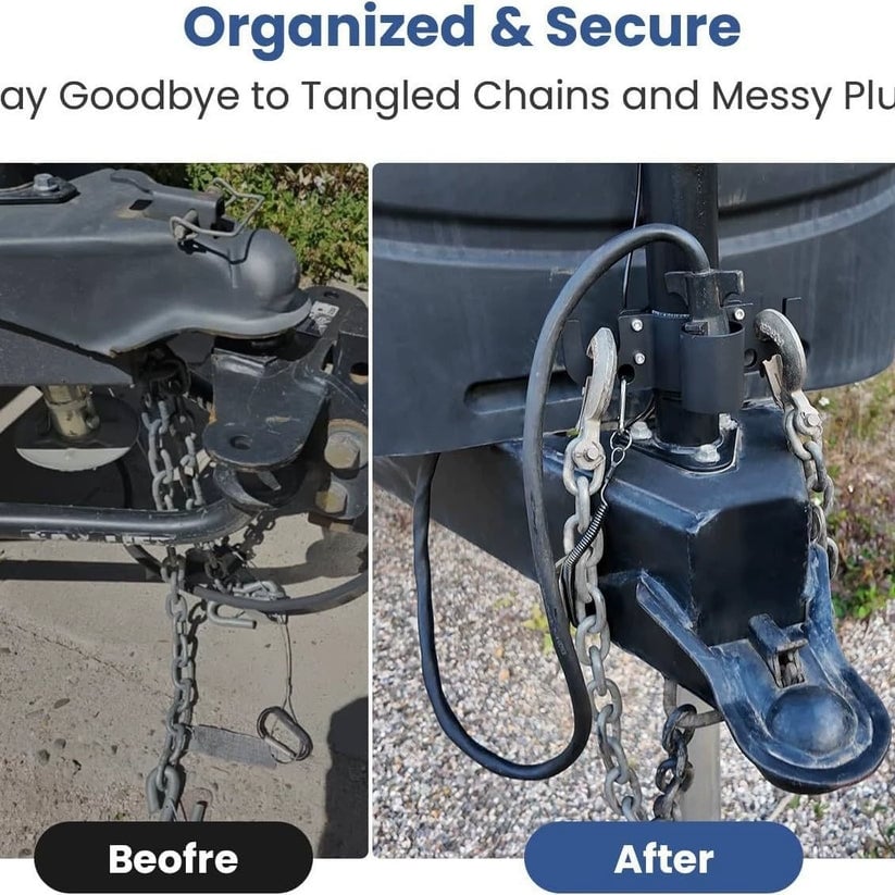 🔥Aluminum RV Towing Chain Organizer & 7-Way Plug Holder ( RV Camper Accessories )