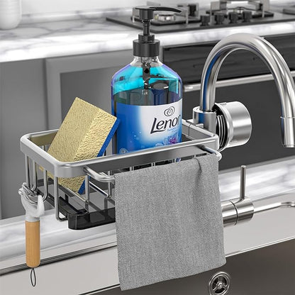 Kitchen Sink Faucet Organizer Adjustable Detachable Sponge Holder