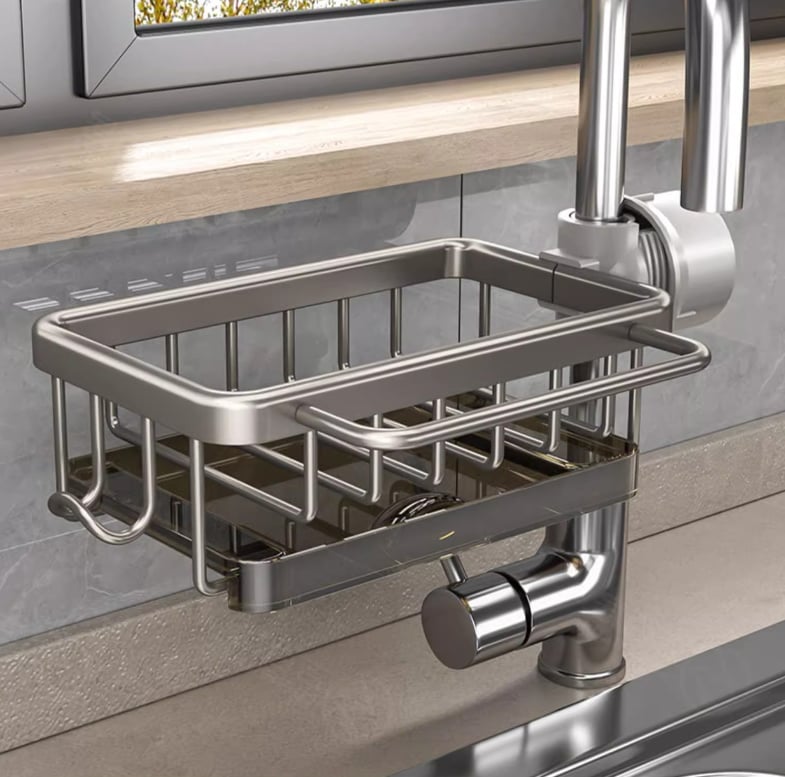 Kitchen Sink Faucet Organizer Adjustable Detachable Sponge Holder