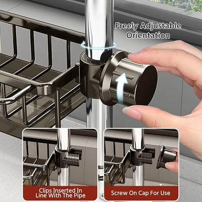 Kitchen Sink Faucet Organizer Adjustable Detachable Sponge Holder