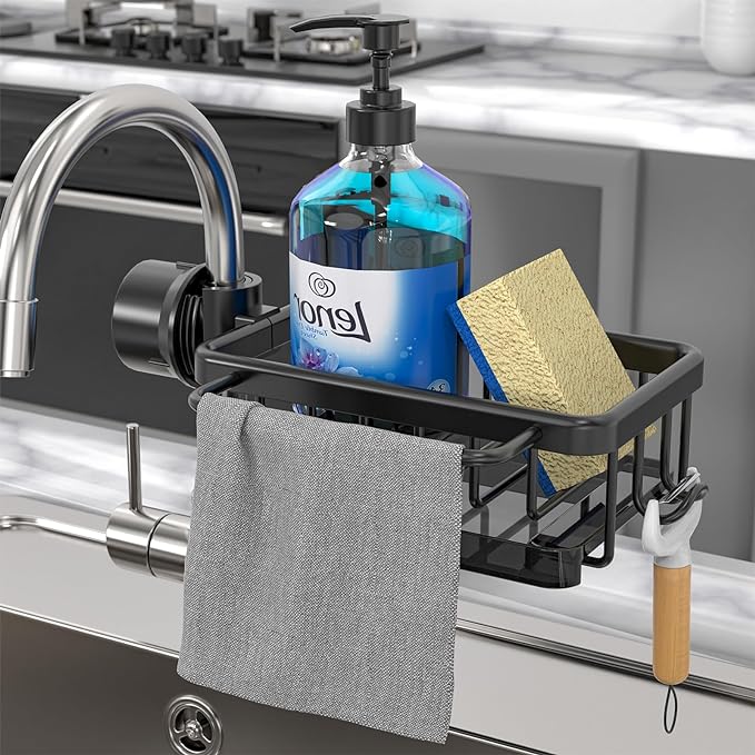 Kitchen Sink Faucet Organizer Adjustable Detachable Sponge Holder