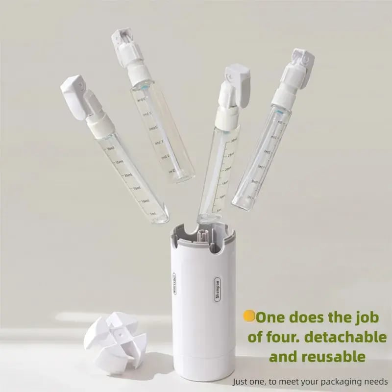 4-in-1 Portable Cosmetic & Shampoo Dispenser – Travel-Friendly Storage Bottle